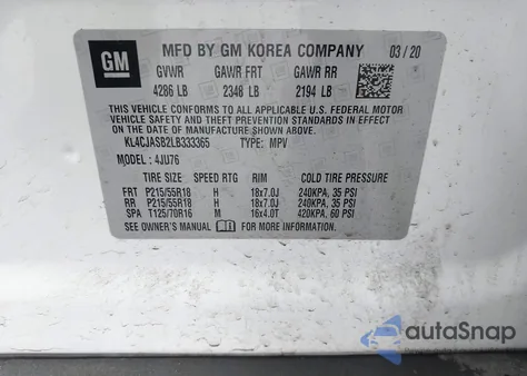 2020 Buick Encore Fwd Preferred z USA, uszkodzony, nr VIN KL4CJASB2LB333365